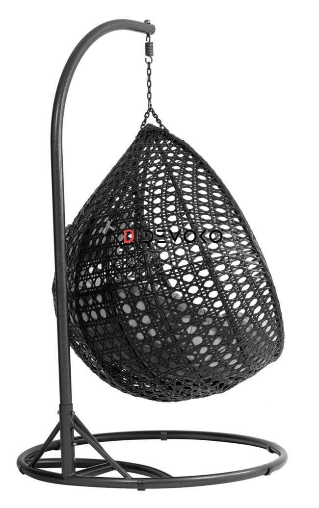 Double Seater Rattan & Wicker Swing (Black & Grey) - Image 3