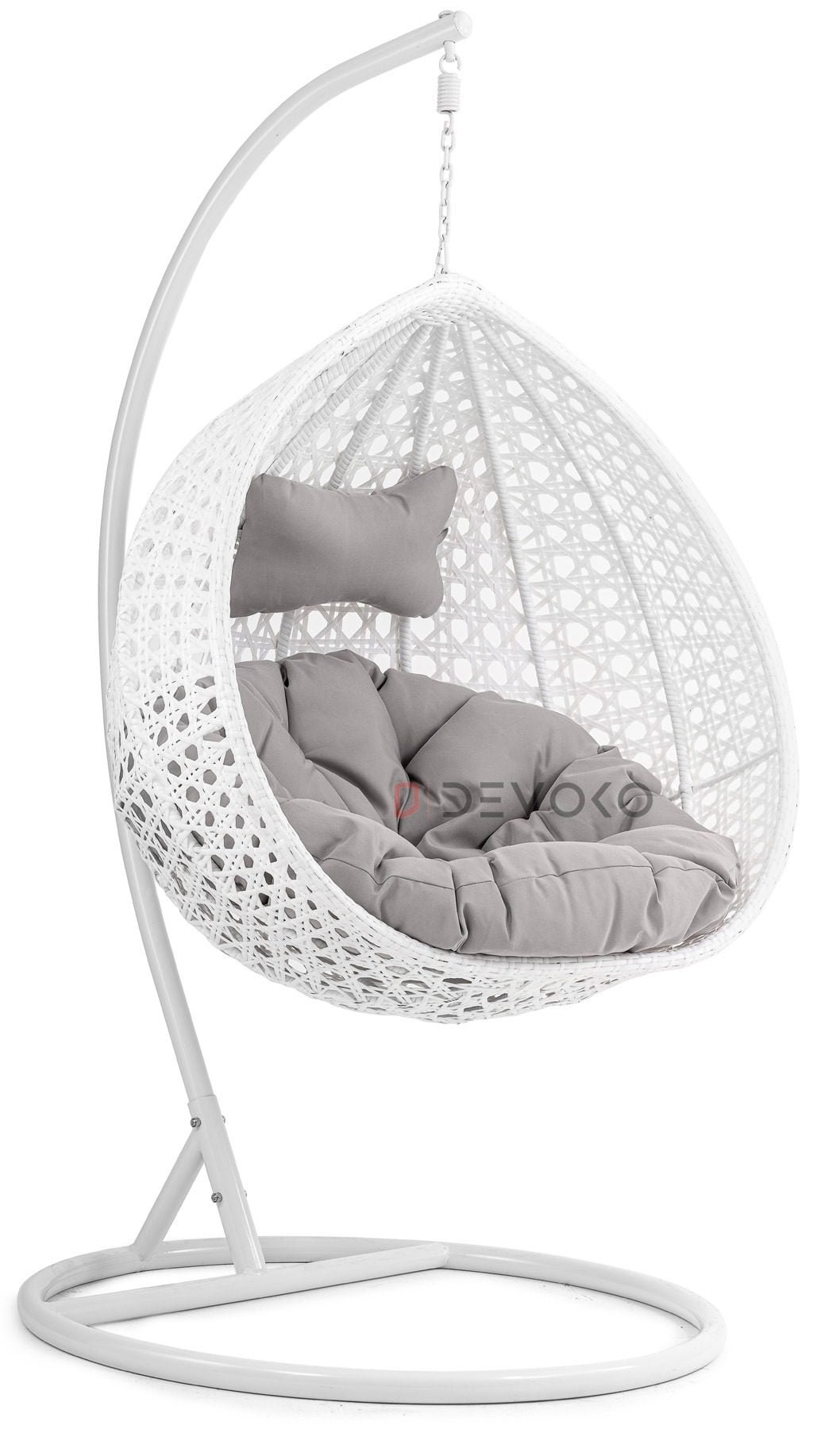 Single Seater Rattan & Wicker Swing (White & Grey)