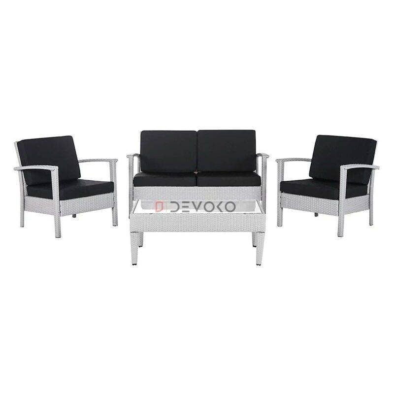 DEVOKO Patio Sofa Furniture Set with Cushion(White & Black) - Image 3