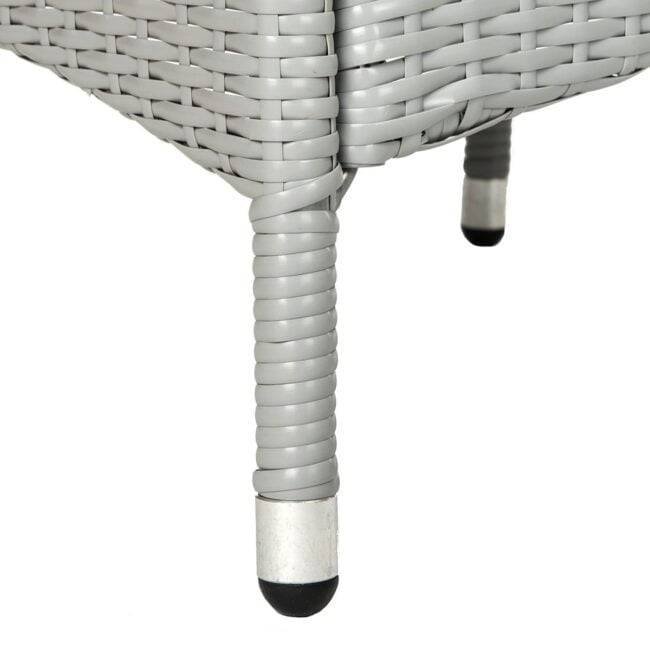 4-piece White & Black Rattan Patio Furniture Set with Cushions & Glass Table - Image 5