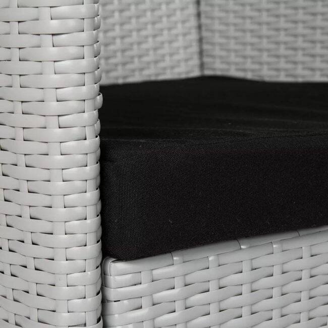 4-piece White & Black Rattan Patio Furniture Set with Cushions & Glass Table - Image 4