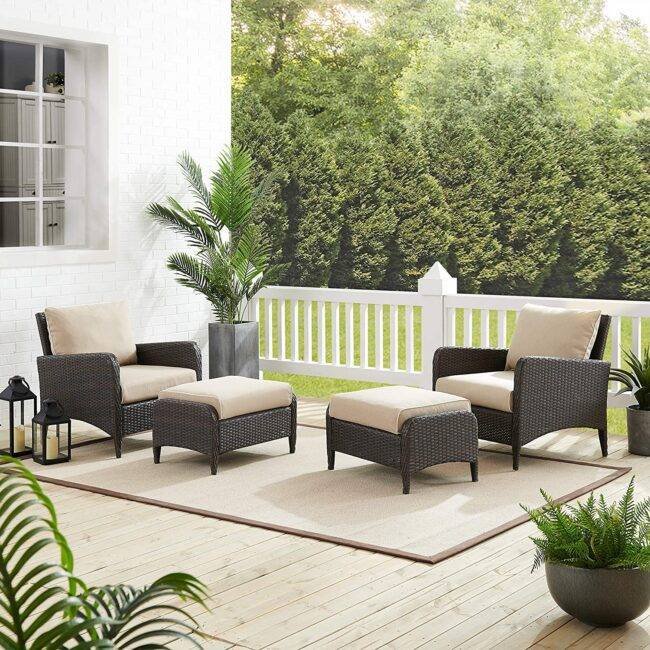 DEVOKO 4-Piece Wicker Rattan Patio Bistro Set: All-Weather Comfort