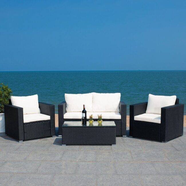 DEVOKO 4-Piece Outdoor Patio Furniture Set (Black & White)