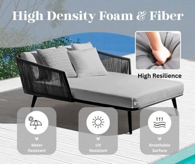 DEVOKO Patio Rope Daybed Set (Black/Grey) - Image 5