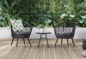 DEVOKO Patio Rope Furniture Set 3-Piece (Dark Grey & Grey)
