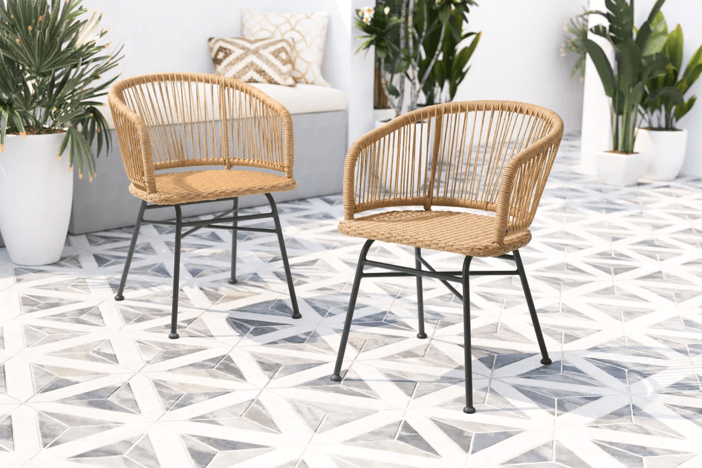 DEVOKO Outdoor Dining Chairs Set 2-Piece (Beige)