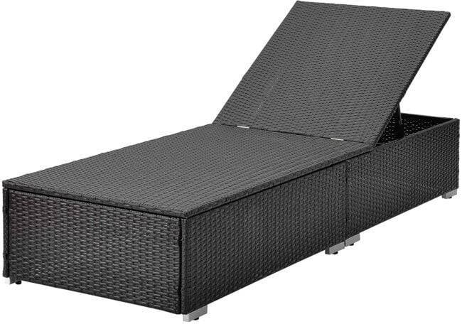 Outdoor Rattan Wicker Sun Lounger Recliner Chair Garden (Dark Brown) - Image 4