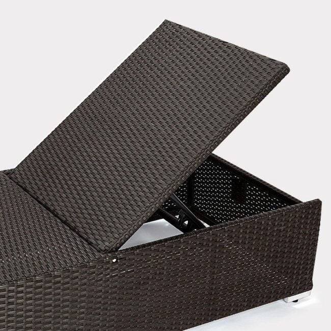 Outdoor Rattan Wicker Sun Lounger Recliner Chair Garden (Dark Brown) - Image 3