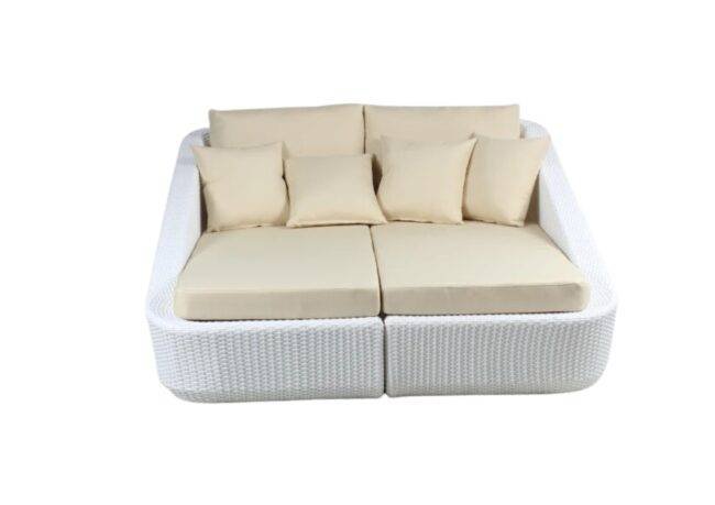 DEVOKO Patio Rattan & Wicker Daybed (Cream & White) - Image 3