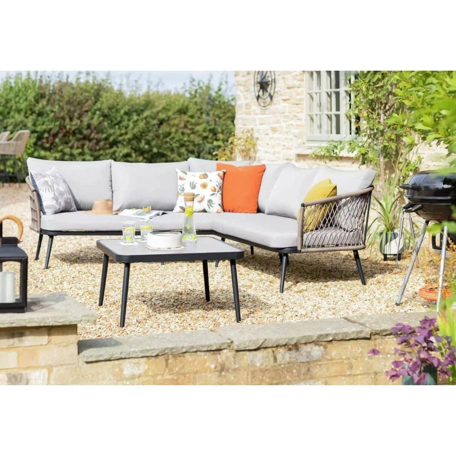DEVOKO Rope L-Shape Sofa Set (Grey)