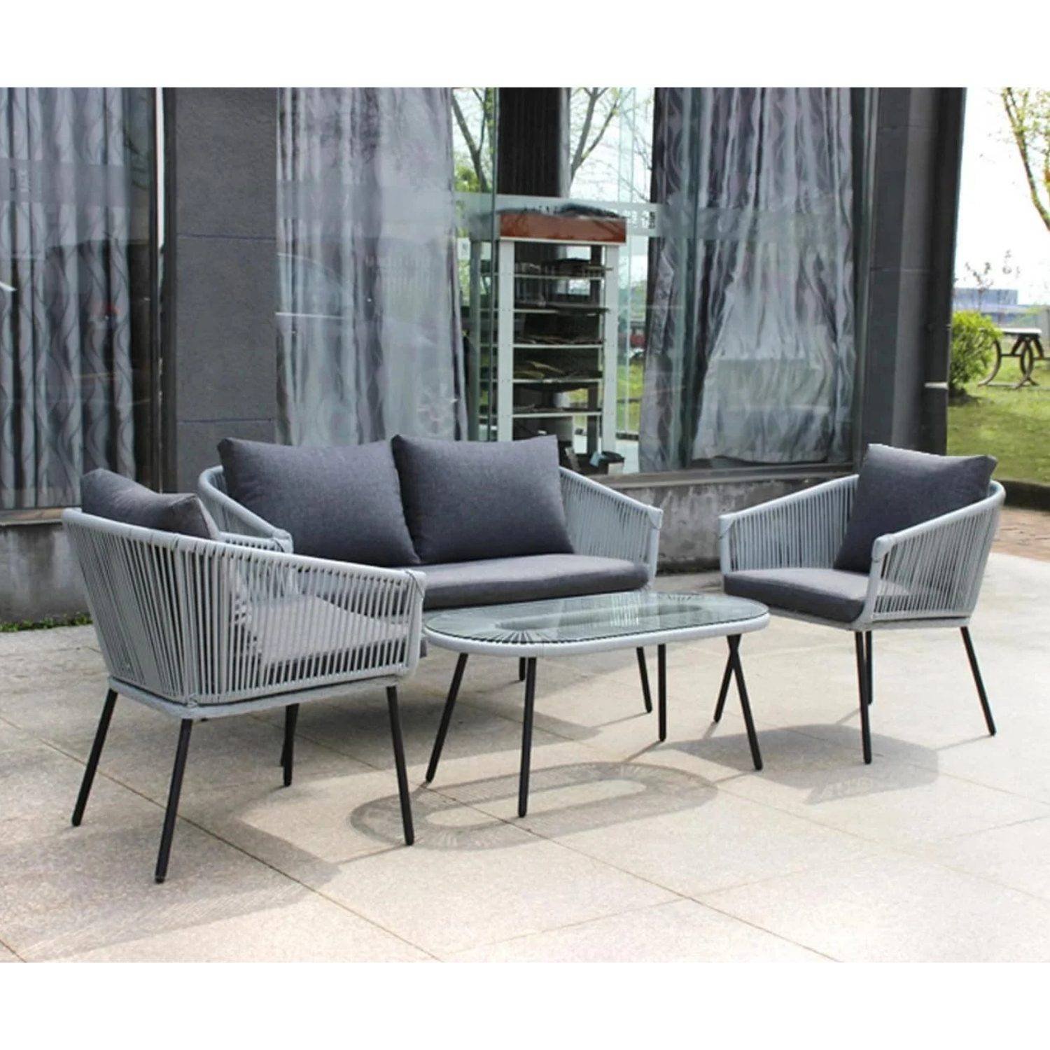 4-Piece Outdoor Patio Conversation Sofa Set (Grey)