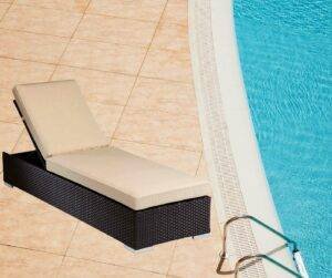 Outdoor Rattan Wicker Sun Lounger Recliner Chair Garden (Dark Brown)