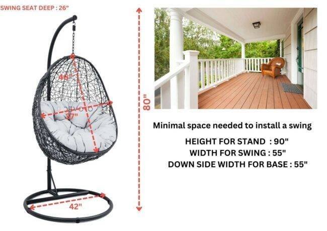 Single Seater Rattan & Wicker Swing (Brown & Cream) - Image 2