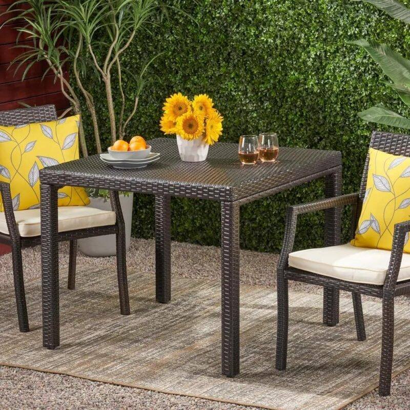 Patio Wicker Coffee Table (Dark Brown) - Image 4