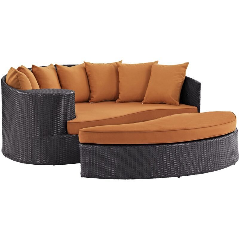 DEVOKO Wicker Rattan Sofa Set (Dark Brown/Orange) - Image 3
