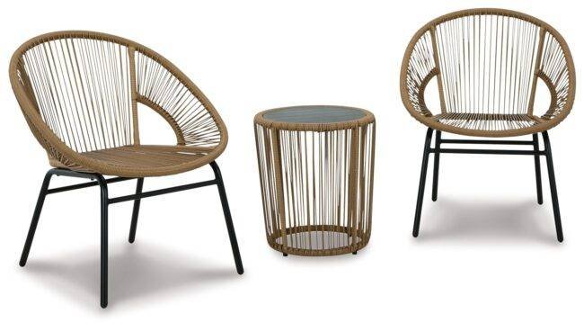 DEVOKO Indoor/Outdoor Rope Bistro Set 3-Piece (Beige) - Image 2