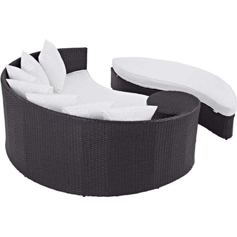 2-Piece Modular Sofa Daybed Set (Dark Brown and White) - Image 4