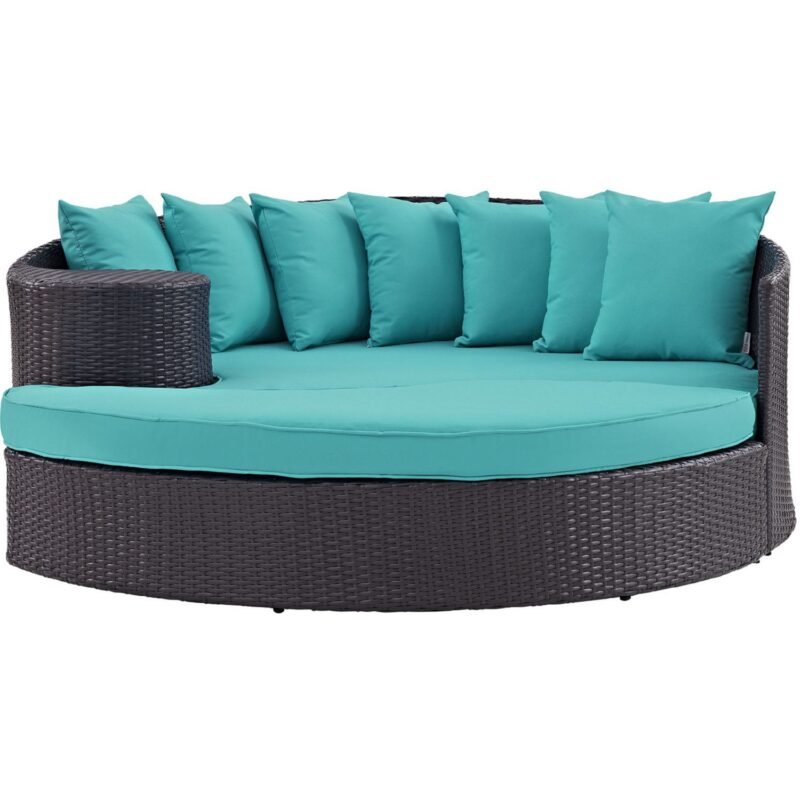 2-Piece Modular Sofa Daybed Set (Dark Brown and Turquoise) - Image 5