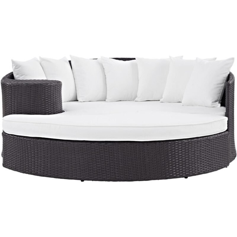 2-Piece Modular Sofa Daybed Set (Dark Brown and White) - Image 5