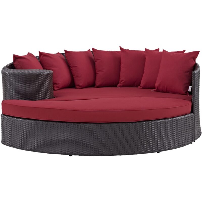 2-Piece Modular Sofa Daybed Set (Dark Brown and Red) - Image 5