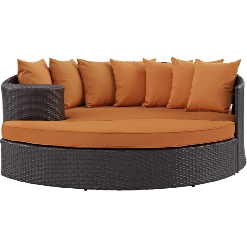 DEVOKO Wicker Rattan Sofa Set (Dark Brown/Orange) - Image 5