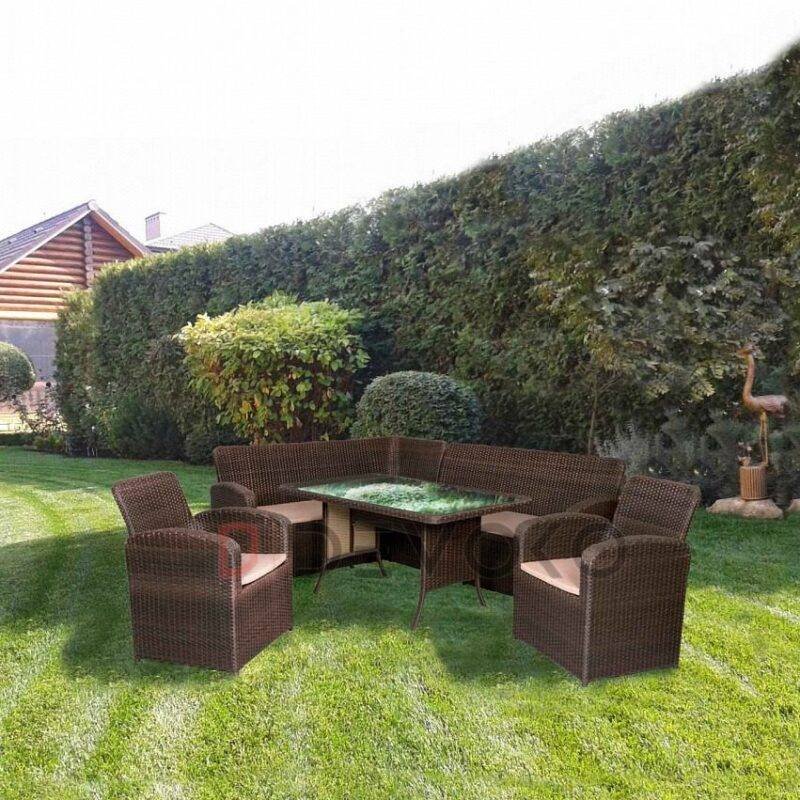 All-Weather Rattan Patio Sofa Set in Dark Brown & Cream - Image 5