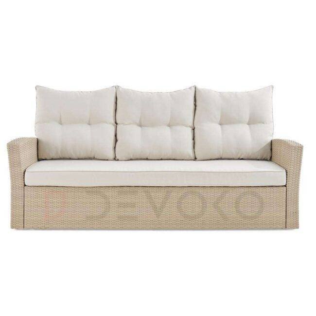 DEVOKO 4 Pieces Outdoor Conversation Patio Wicker Furniture(Beige and Cream) - Image 5