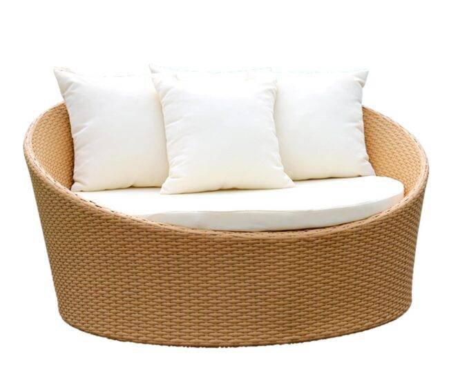 Beige & White Rattan Daybed Furniture Set - Image 4