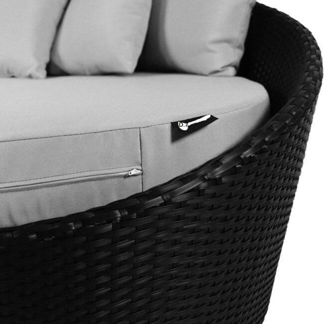Outdoor Cushion(Grey) and Wicker(Black) Daybed Set - Image 6