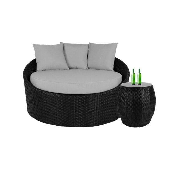 Outdoor Cushion(Grey) and Wicker(Black) Daybed Set - Image 3
