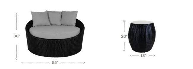 Outdoor Cushion(Grey) and Wicker(Black) Daybed Set - Image 2