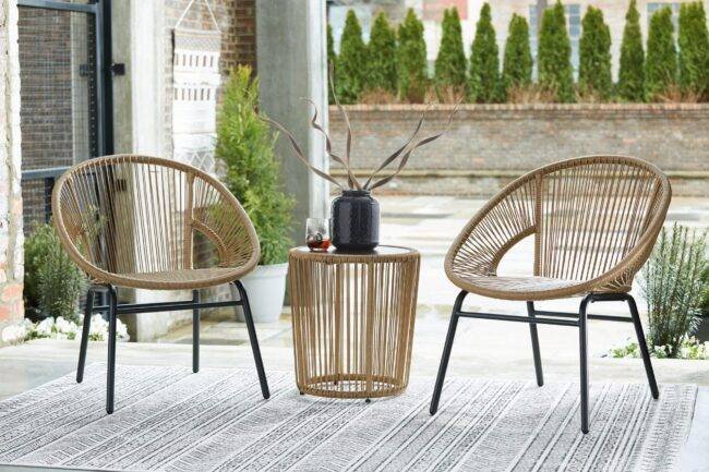 DEVOKO Indoor/Outdoor Rope Bistro Set 3-Piece (Beige) - Image 7