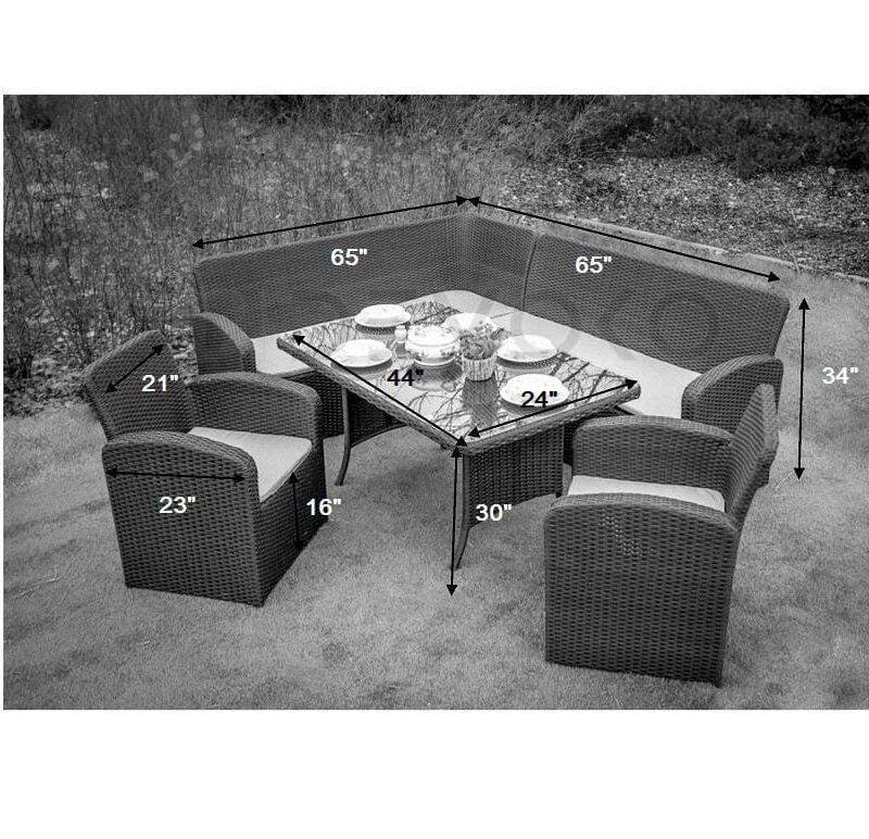 All-Weather Rattan Patio Sofa Set in Dark Brown & Cream - Image 2
