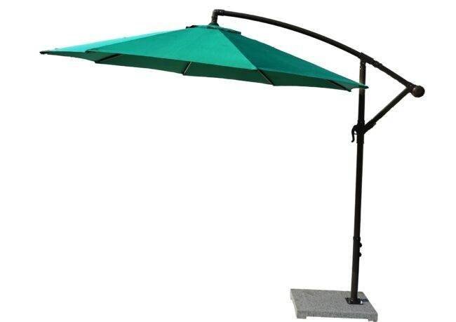 9 Ft Outdoor Offset Cantilever Umbrella with Marble Base & Crank Handle for Poolside Area (Green) - Image 2