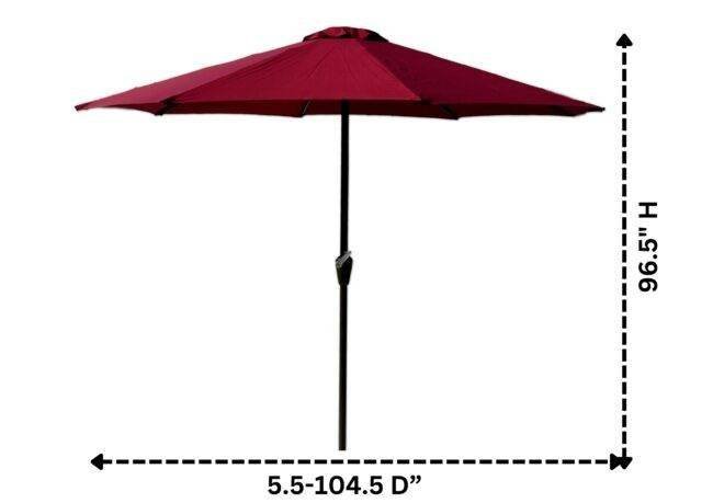 9ft Outdoor Round Waterproof Patio Umbrella with Centre Pole Stand Ideal for Garden & Balcony (Red) - Image 4