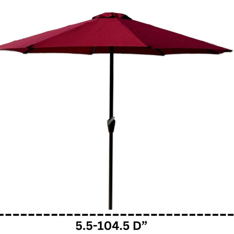 9ft Outdoor Round Waterproof Patio Umbrella with Centre Pole Stand Ideal for Garden & Balcony (Red) - Image 4
