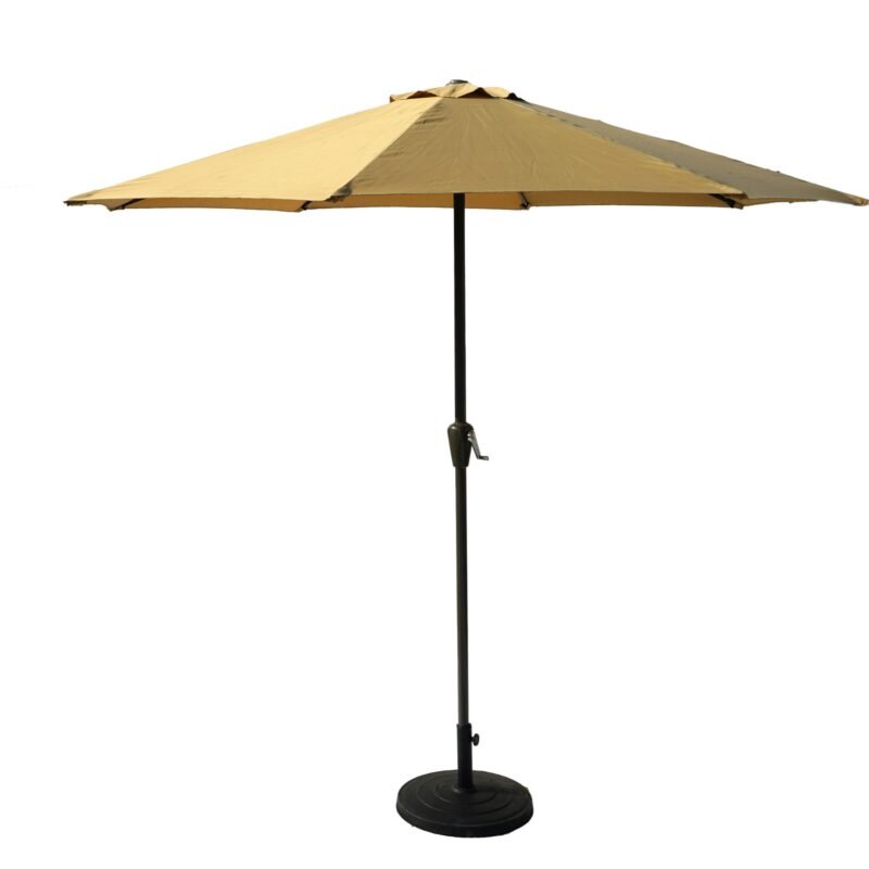 9ft Beige Color Outdoor Patio Umbrella UV-Resistant with Centre Pole Stand Ideal for Garden, Beach & Cafe - Image 2