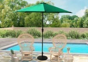 9ft Outdoor Patio Umbrella Waterproof & Fade-Resistant with Center Pole Stand for Garden, Poolside(Green)