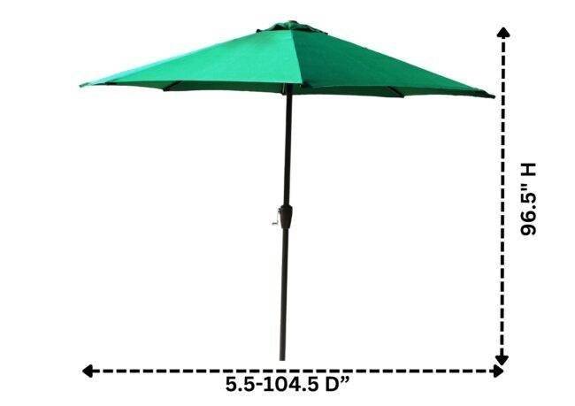 9ft Outdoor Patio Umbrella Waterproof & Fade-Resistant with Center Pole Stand for Garden, Poolside(Green) - Image 2