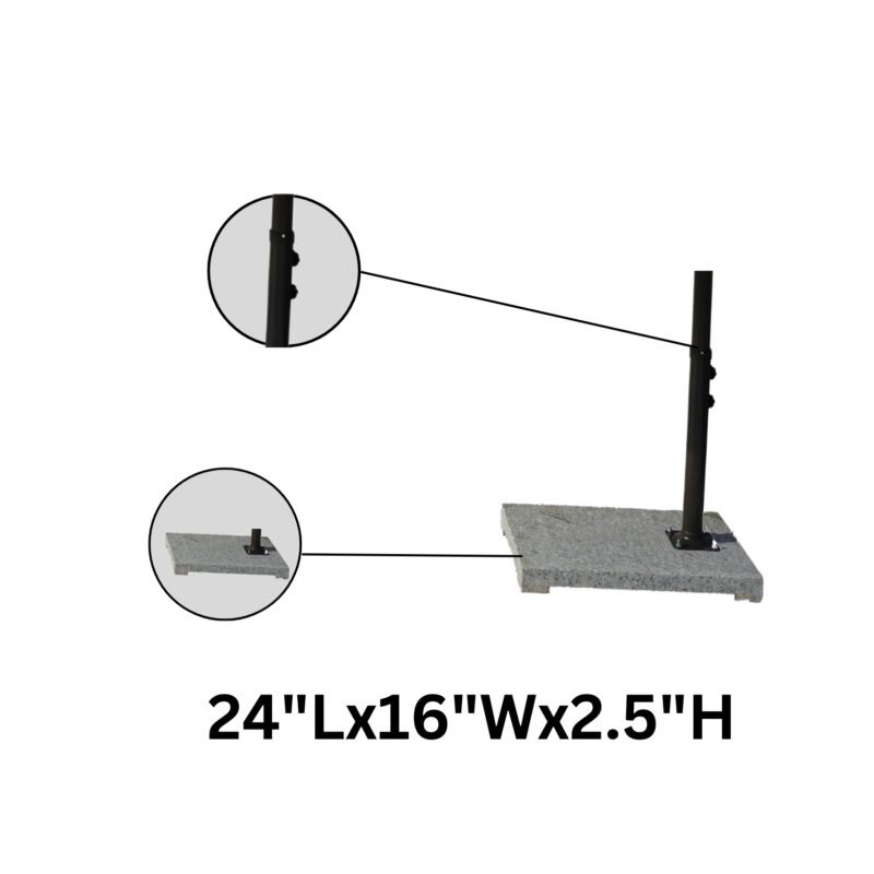9 Ft Outdoor Offset Cantilever Patio Umbrella with Marble Base & Crank Handle for Backyard(Red) - Image 4