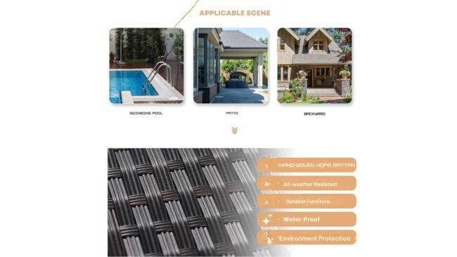Outdoor 8 Seater Black Rattan Sectional Sofa Set with Orange Cushions - Image 5