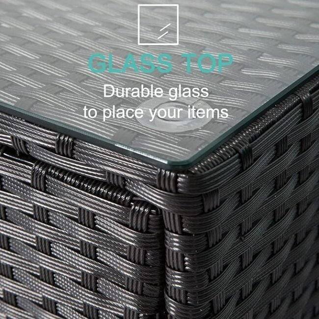 Outdoor Rattan Wicker Furniture for Garden Patio Terrace All Weather Proof Black & Cream - Image 4
