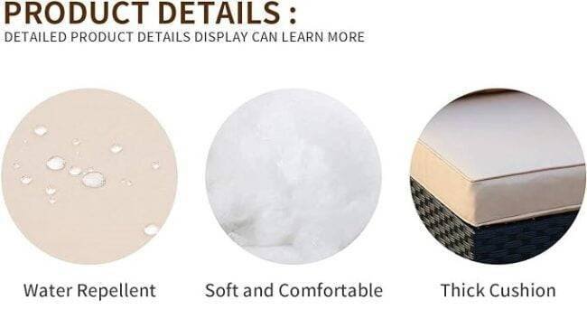 Outdoor Rattan Wicker Furniture for Garden Patio Terrace All Weather Proof Black & Cream - Image 5