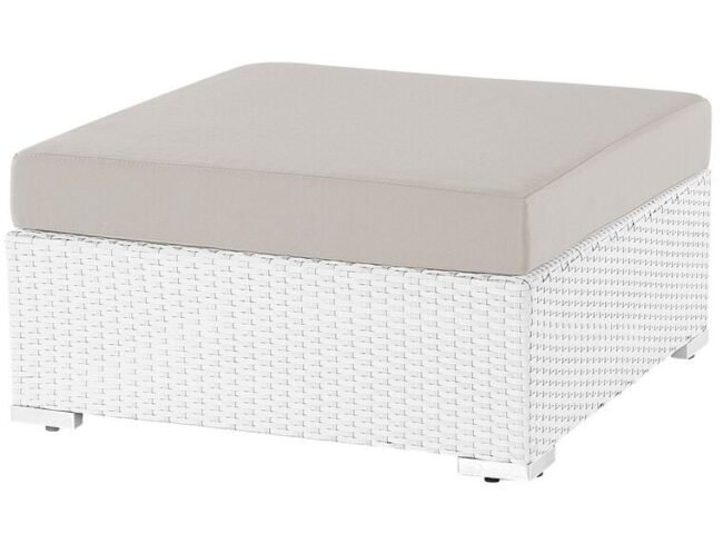 3 Piece Patio Wicker Sofa Set with Coffee Table & Ottoman(White & Cream) - Image 4