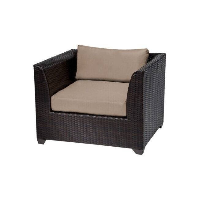 7 Seater Outdoor Garden Sectional Wicker Half Moon Round Sofa with Ottoman (Dark Brown & Cream) - Image 3