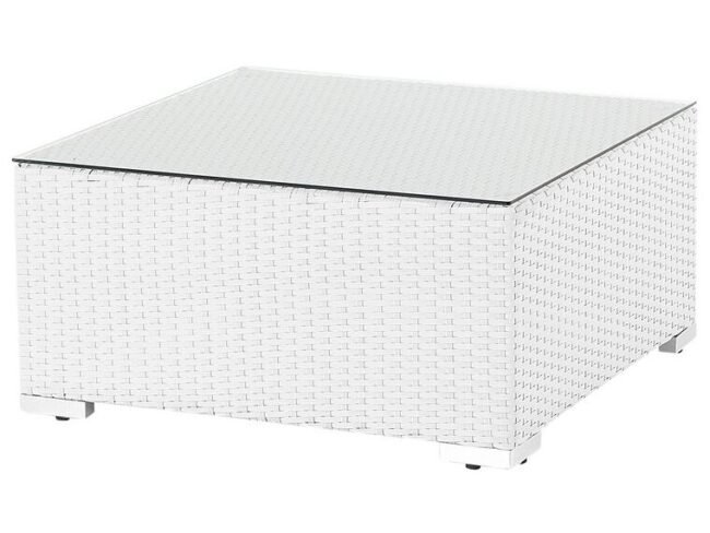 3 Piece Patio Wicker Sofa Set with Coffee Table & Ottoman(White & Cream) - Image 5