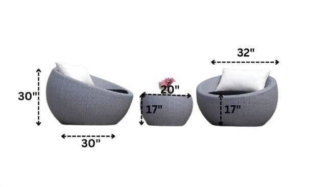 3 Piece Circular Outdoor Patio Set (Grey & Black) - Image 2