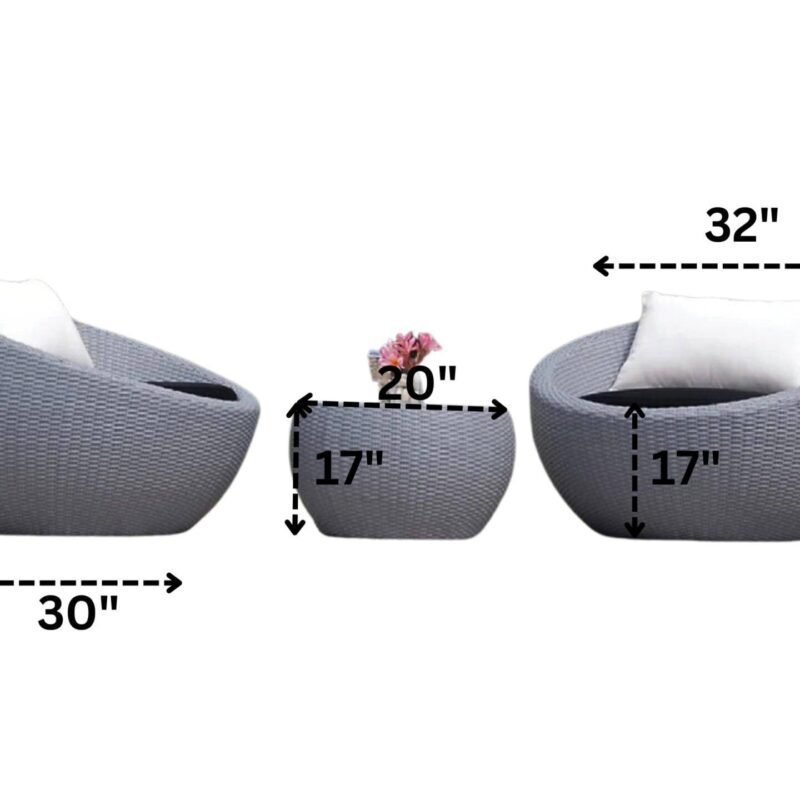 3 Piece Circular Outdoor Patio Set (Grey & Black) - Image 2