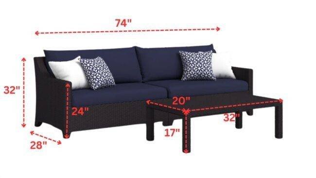 Dark Brown 3-Seater Outdoor Rattan Wicker Loveseat Couch Furniture with Waterproof Cushioned Sofa and Center Table - Image 2