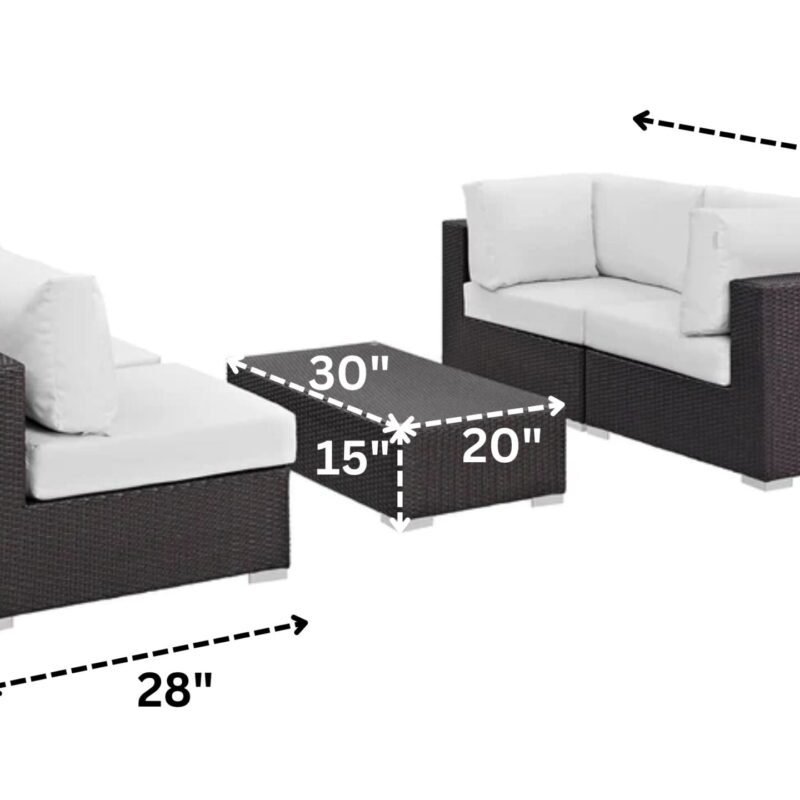 4 Piece Waterproof Patio Garden Wicker Furniture Set (Dark Brown & White) - Image 2